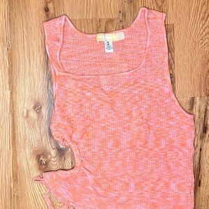 Urban Outfitters Coral Ribbed Tank with Side Tie